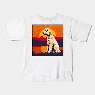 Goldendoodle on Vintage Sunset Kids T-Shirt